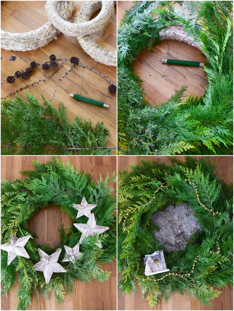 DIY Kranz selbstgemacht einfach und schnell mit Thuja und Zapfen und Sterne Kränze Strohkränze selber machen wreath DIY Kranz selbstgemacht einfach und schnell mit Thuja und Zapfen und Sterne Kränze Strohkränze selber machen wreath