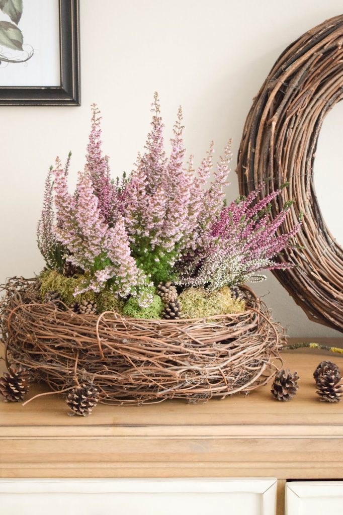 DIY Deko für Herbst und Winter: natürlich mit Moos, Erika, Heidekraut, Zapfen dekorieren. Dekoidee Haustüre Konsole Sideboard DIY Deko für Herbst und Winter: natürlich mit Moos, Erika, Heidekraut, Zapfen dekorieren. Dekoidee Haustüre Konsole Sideboard