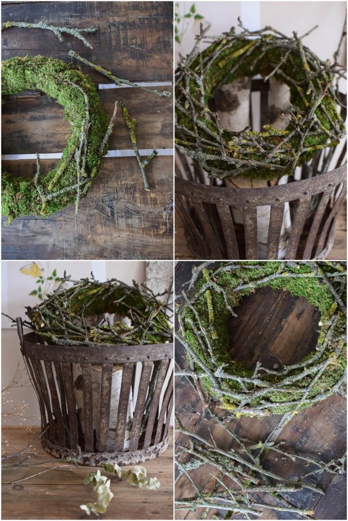 Mooskranz mit Zweigen DIY selbermachen Kranz mit Moos für Herbst Winter Frühling Sommer Mooskranz mit Zweigen DIY selbermachen Kranz mit Moos für Herbst Winter Frühling Sommer