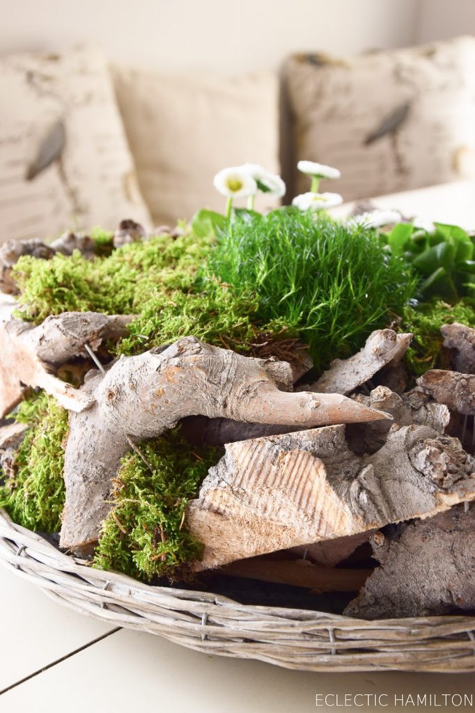 Frühlingsdeko basteln mit Naturmaterialien selber machen mit Moos, Holzkranz Bellis, Natur, Deko für den Frühling Frühlingsdeko basteln mit Naturmaterialien selber machen mit Moos, Holzkranz Bellis, Natur, Deko für den Frühling
