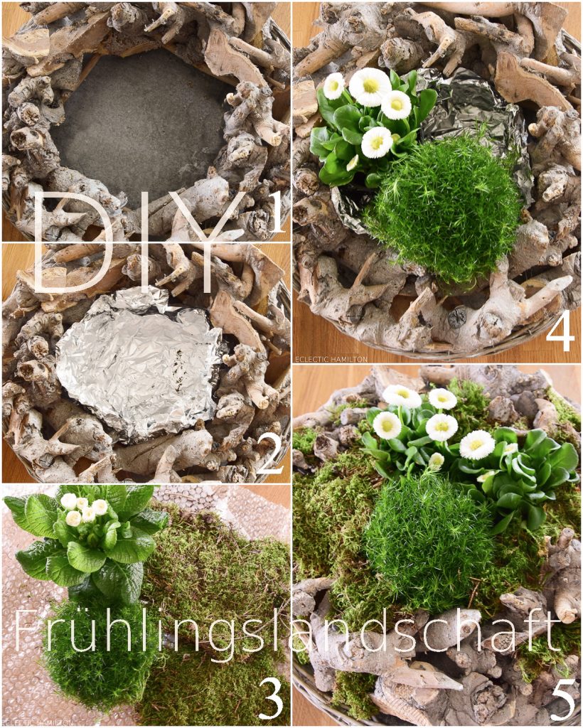 Frühlingsdeko basteln mit Naturmaterialien selber machen mit Moos, Holzkranz Bellis, Natur, Deko für den Frühling Frühlingsdeko basteln mit Naturmaterialien selber machen mit Moos, Holzkranz Bellis, Natur, Deko für den Frühling