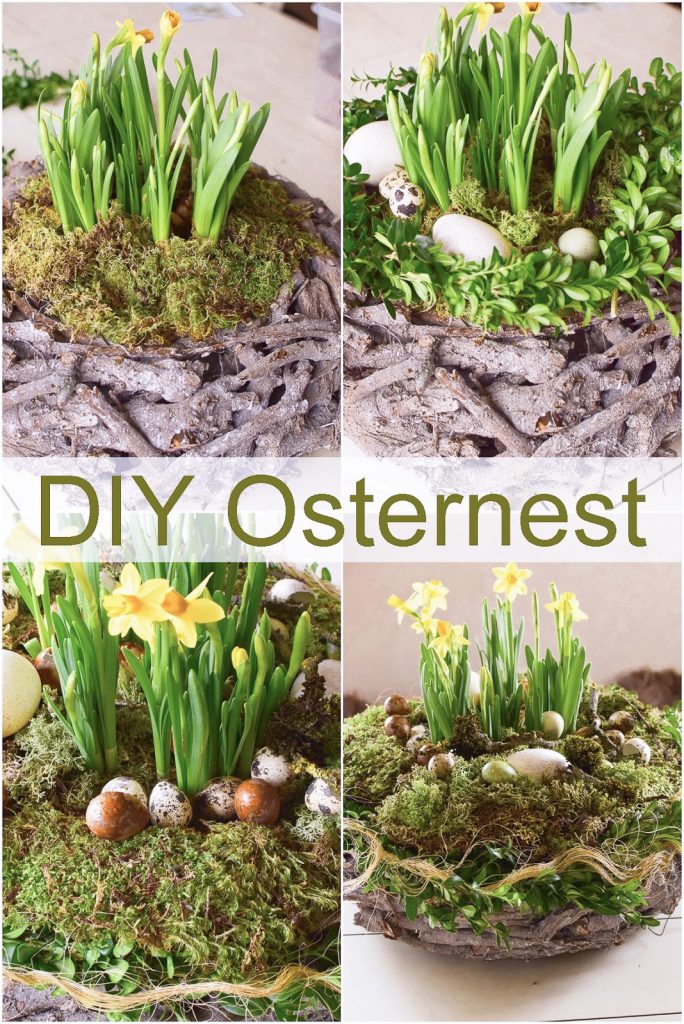 Osterdeko mit Natur: DIY Osternest mit Moos, Holzkranz, Narzissen, Eiern, Buchs. Einfach selber machen Ostern Dekoidee Osterdeko mit Natur: DIY Osternest mit Moos, Holzkranz, Narzissen, Eiern, Buchs. Einfach selber machen Ostern Dekoidee