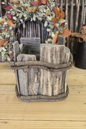 Holz-Vase Aged Wood mit Glaseinsatz – Bild 5
