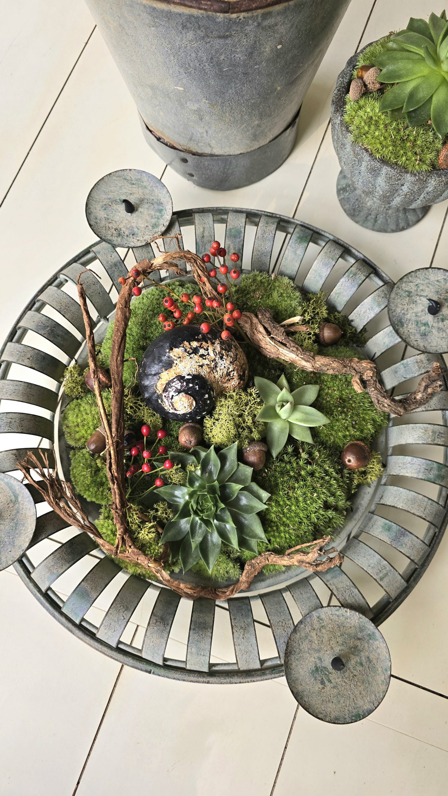 Schale Dekoschale Metallschale Adventsschale Adventskranz Herbstdeko Winterdeko Adventsdeko Dekotablett im Mrs Greenery Shop bestellen kaufen