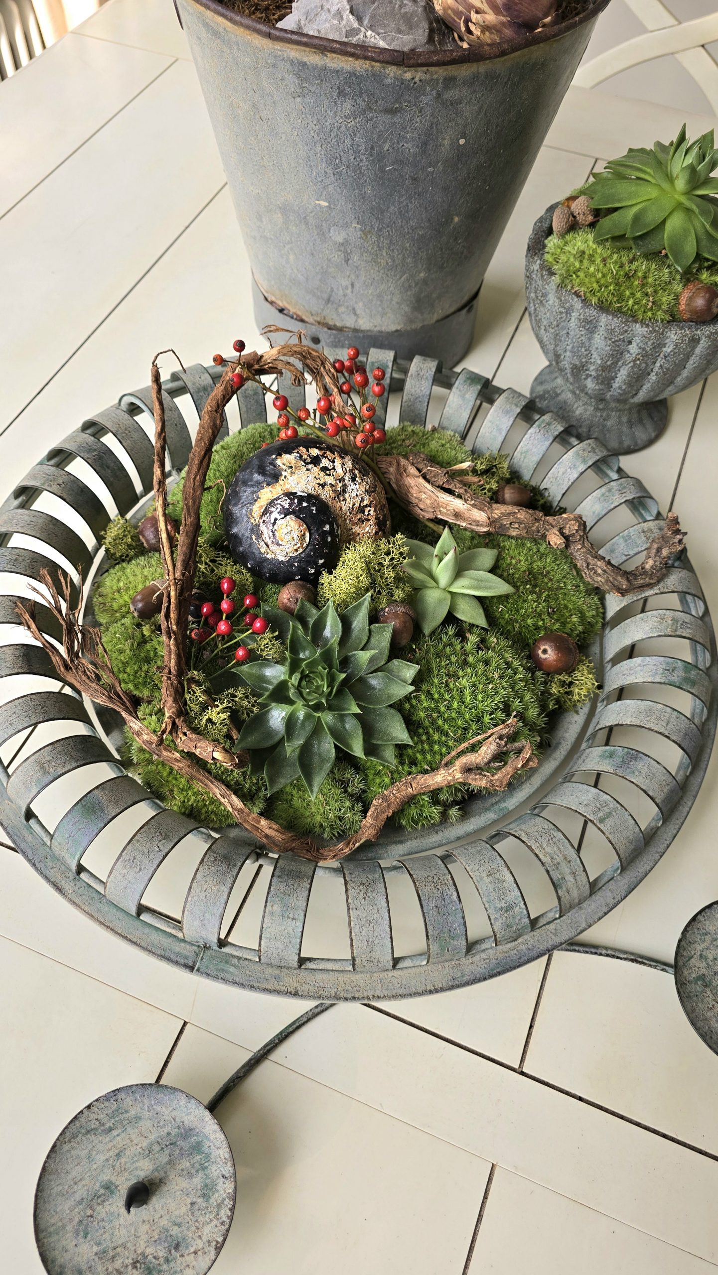 Schale Dekoschale Metallschale Adventsschale Adventskranz Herbstdeko Winterdeko Adventsdeko Dekotablett im Mrs Greenery Shop bestellen kaufen