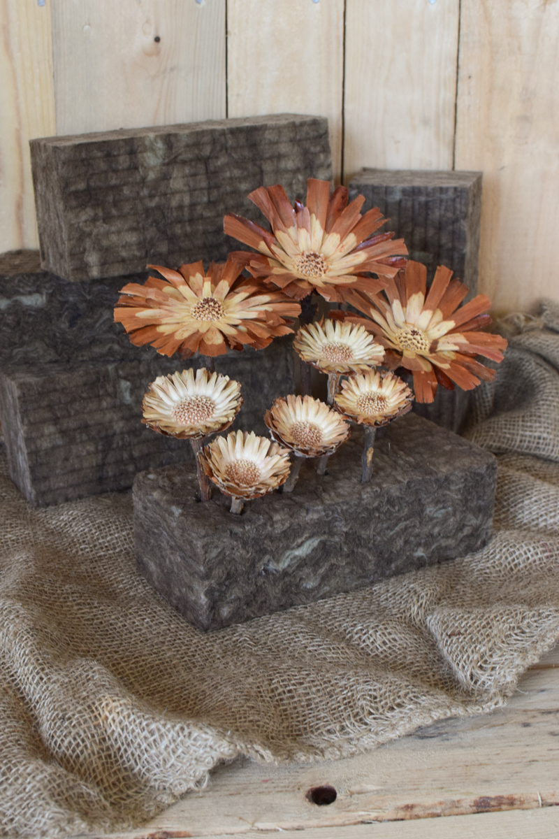 Bio Steckschaum Steckziegel. Die Alternative! Plastikfrei Blumen stecken. Für Blumengestecke aus 100% natürlichen Materialien. Für Nass- und Trockengestecke. Natürliche Steckmasse Sideau vom Mrs Greenery Shop