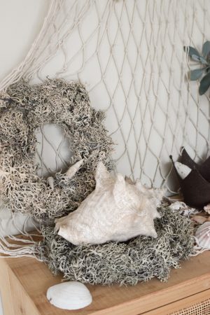 Fischernetz: maritime Sommerdeko Dekoidee Sommer Netz Muscheln Kranz Kränze dekorieren jetzt im Mrs Greenery Shop bestellen kaufen
