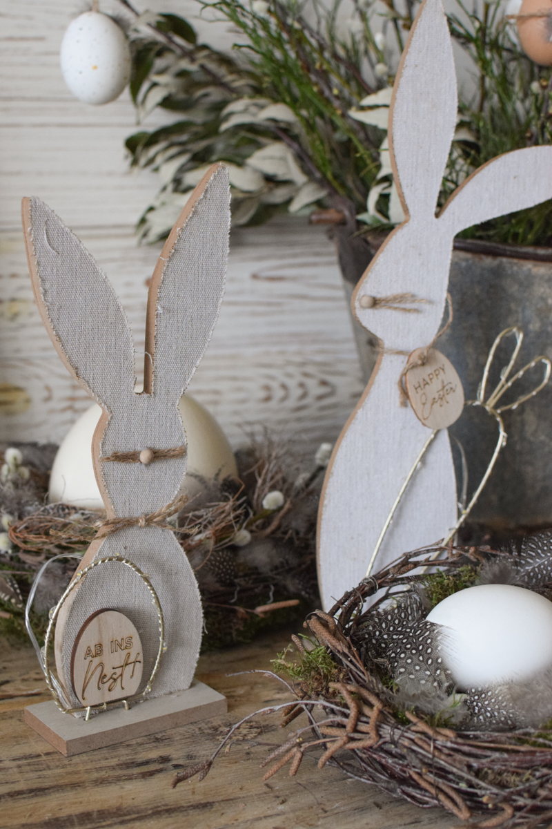 Osterhase Osterdeko mit LED Hase zum Aufstellen Ostern Holz Deko im Mrs Greenery Shop bestellen