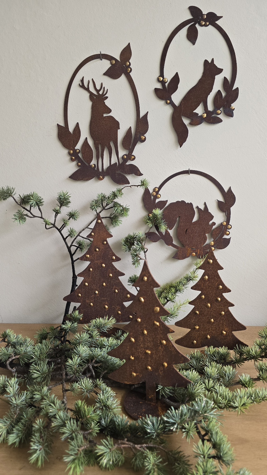 Rostdeko Deko rosttanne Winterdeko weihnachtsdeko Metalldeko im Mrs Greenery Shop bestellen kaufen