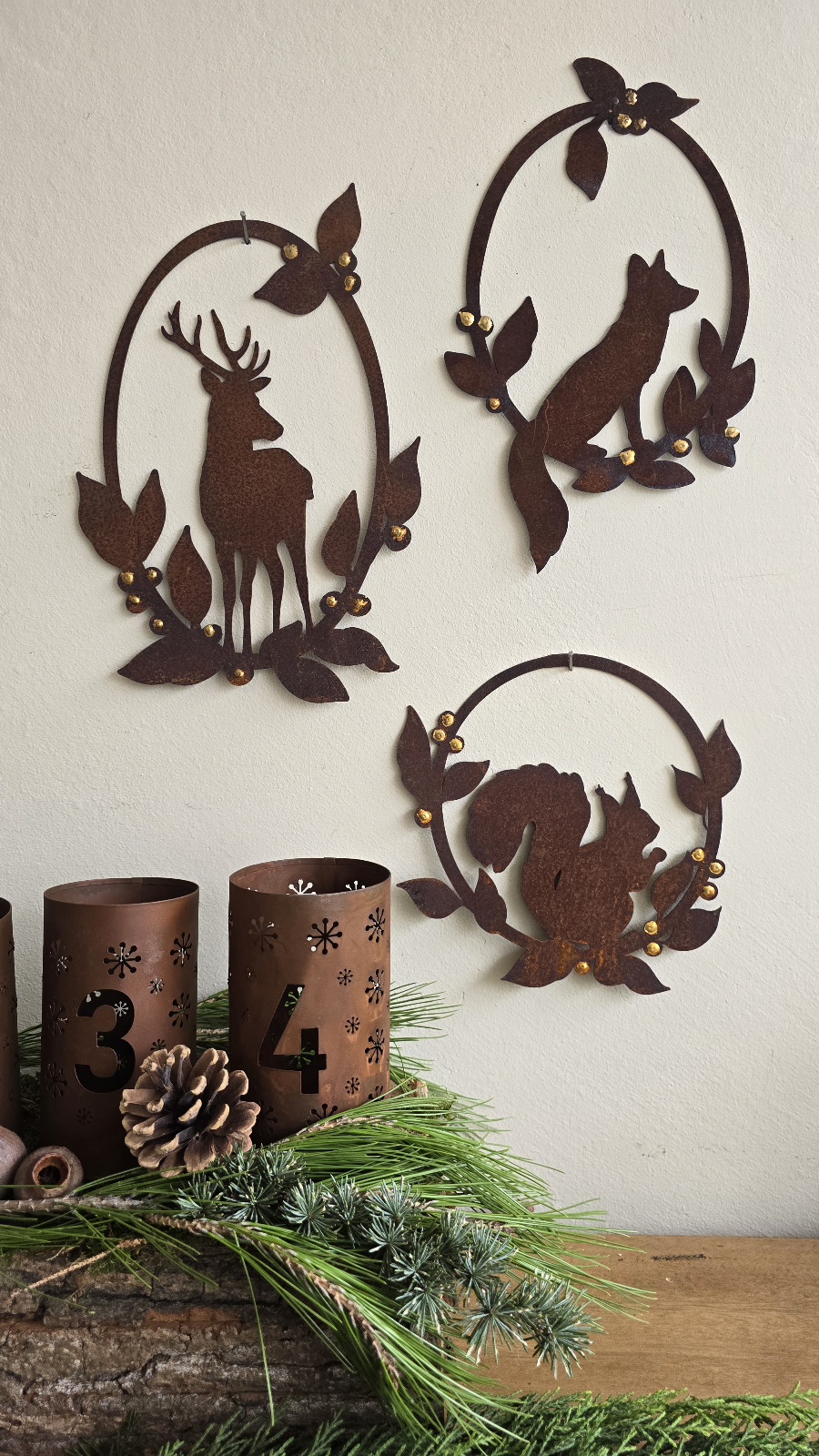 Rosttiere Wanddeko Rostdeko Deko Winterdeko weihnachtsdeko Metalldeko im Mrs Greenery Shop bestellen kaufen